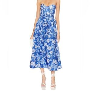 Bardot Vibrant Floral Strapless Floral Midi Dress